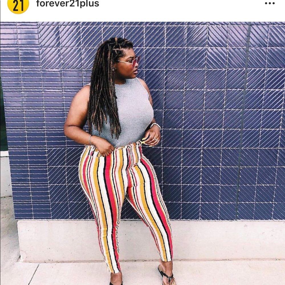 Multi colored plus size striped pants